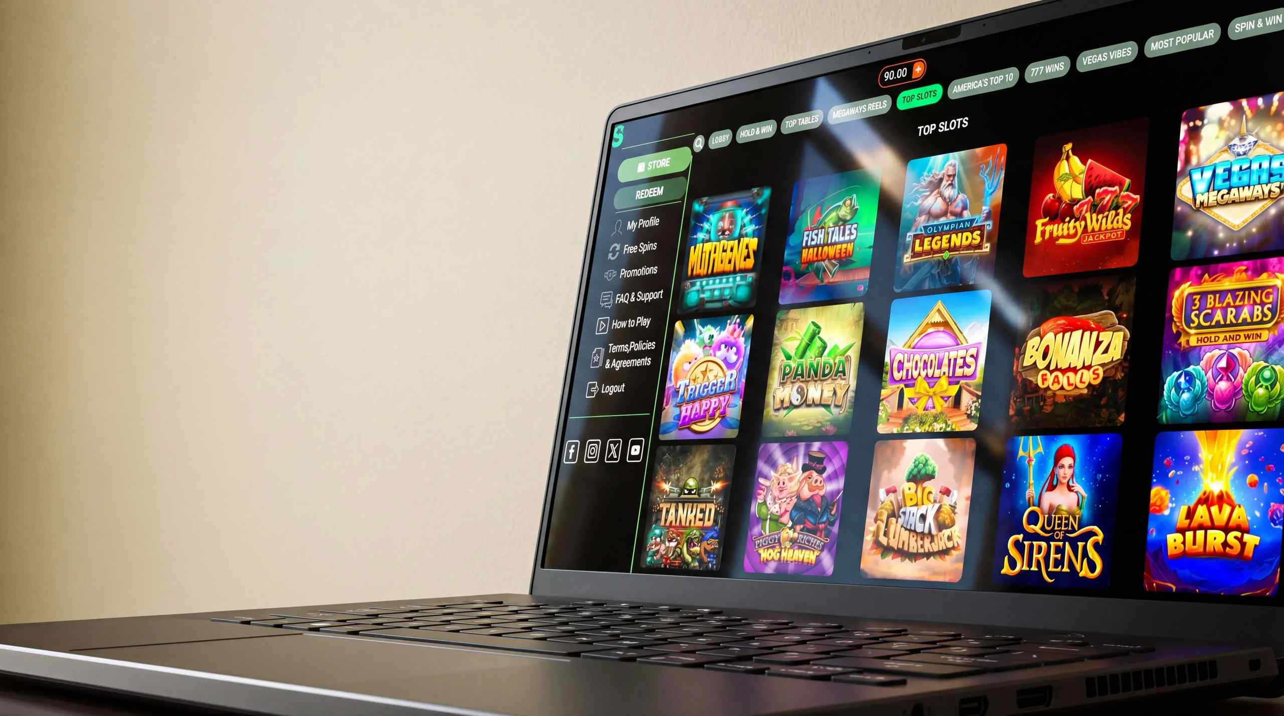 A laptop with a popular sweepstakes site on the screen